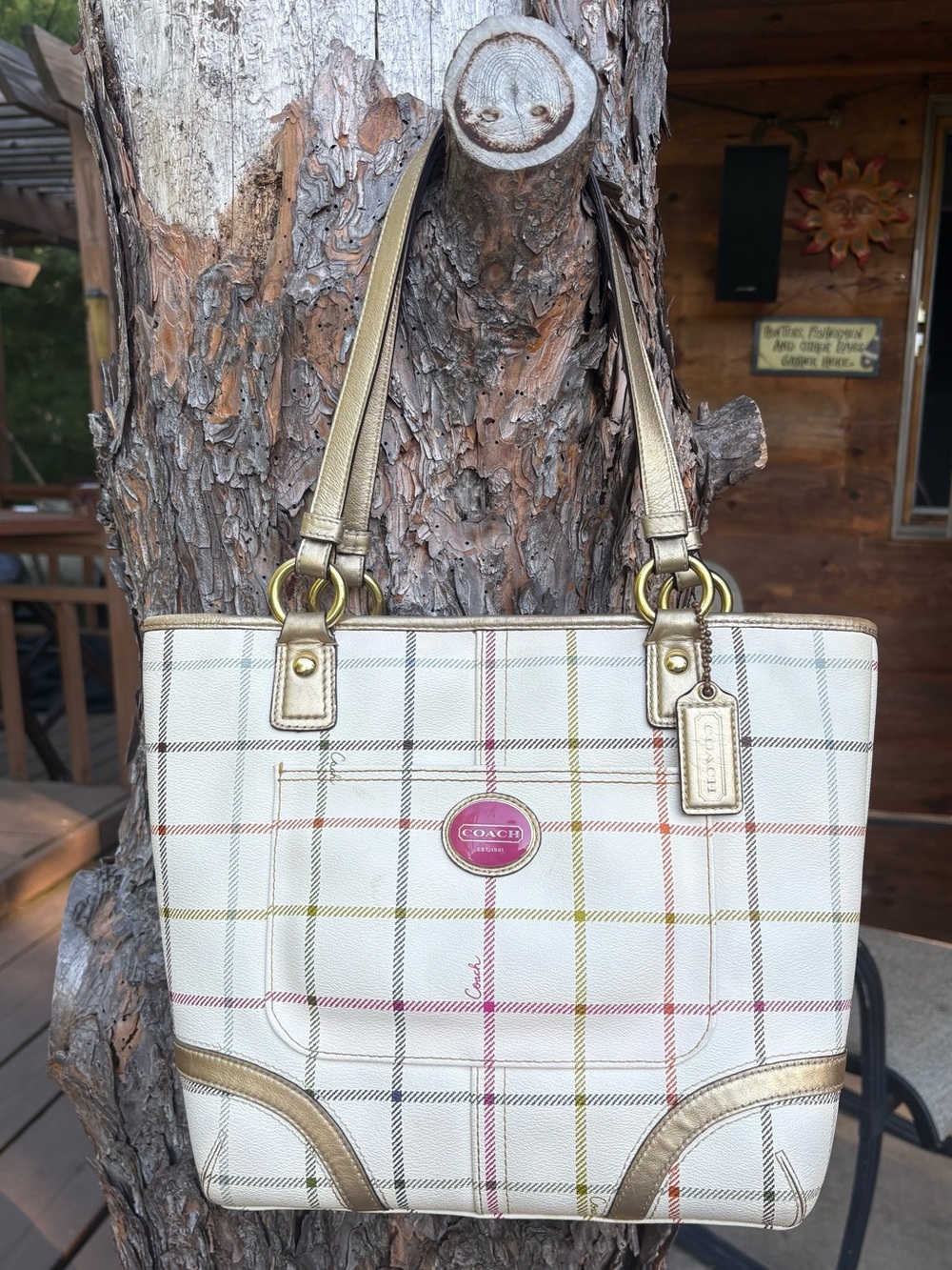 Vintage Coach Heritage Tattersall Tote